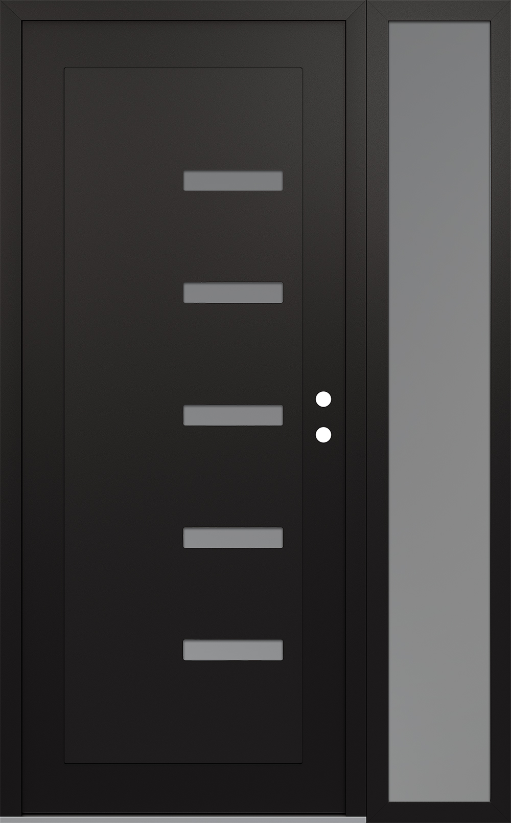 Modern Steel Front Door Diamond C8 48" x 80" black/white frosted Glass Panel black LHI with Sidelite frosted Glass
