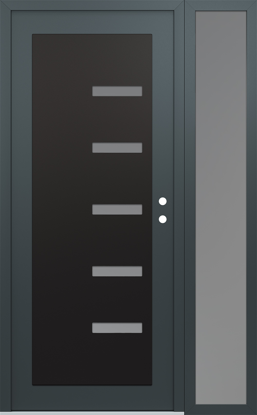 Modern Steel Front Door Diamond C8 50" x 80" anthracite/anthracite frosted Glass Panel black LHI with Sidelite frosted Glass