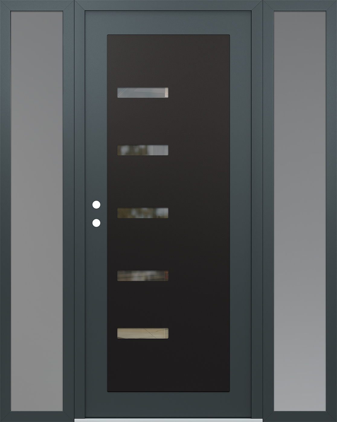 Modern Steel Front Door Diamond C8 68" x 80" anthracite/anthracite clear Glass Panel black RHI with 2 Sidelites frosted Glass
