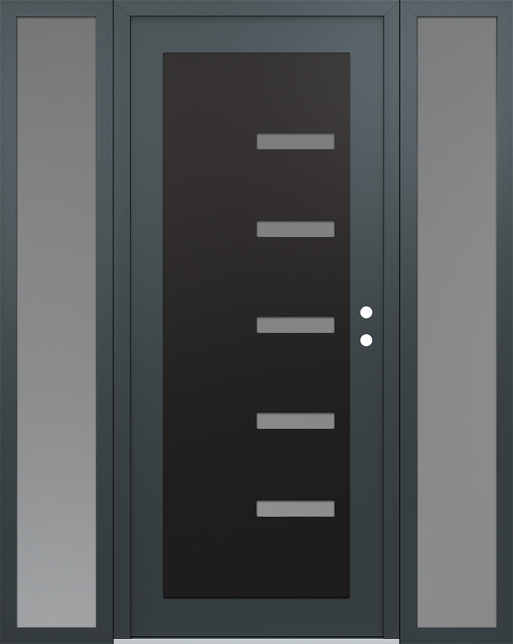Modern Steel Front Door Diamond C8 68" x 80" anthracite/anthracite frosted Glass Panel black LHI with 2 Sidelites frosted Glass