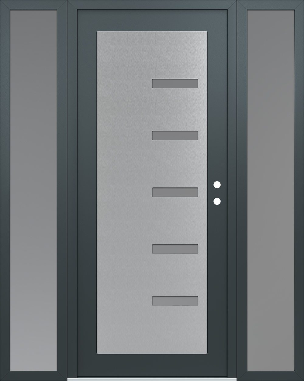 Modern Steel Front Door Diamond C8 68" x 80" anthracite/anthracite frosted Glass Panel stainless steel LHI with 2 Sidelites frosted Glass