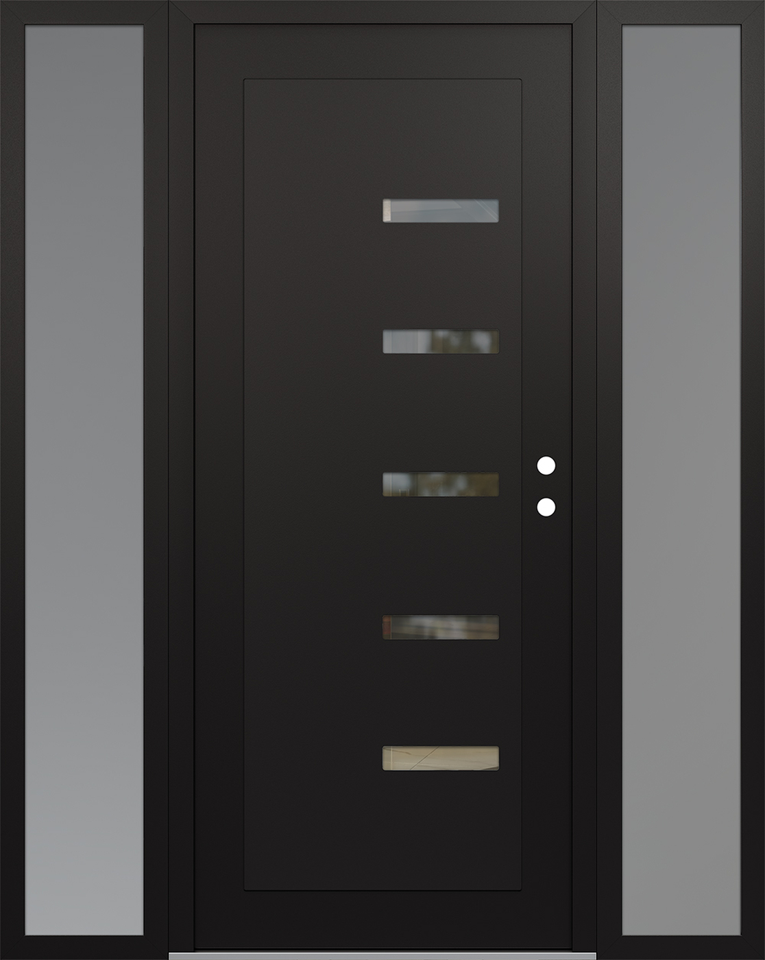 Modern Steel Front Door Diamond C8 68" x 80" black/black clear Glass Panel black LHI with 2 Sidelites frosted Glass