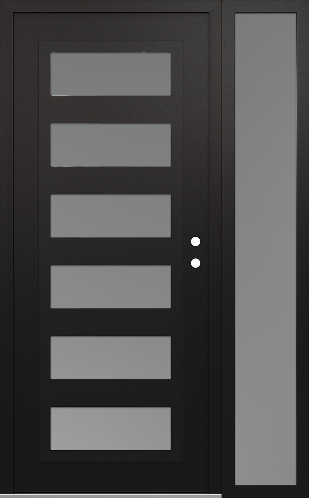 Modern Steel Front Door Diamond C9 48" x 80" black/white frosted Glass Panel black LHI with Sidelite frosted Glass