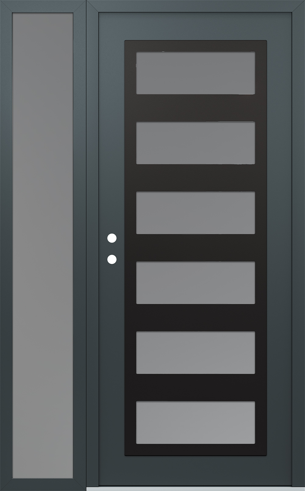 Modern Steel Front Door Diamond C9 52" x 80" anthracite/anthracite frosted Glass Panel black RHI with Sidelite frosted Glass