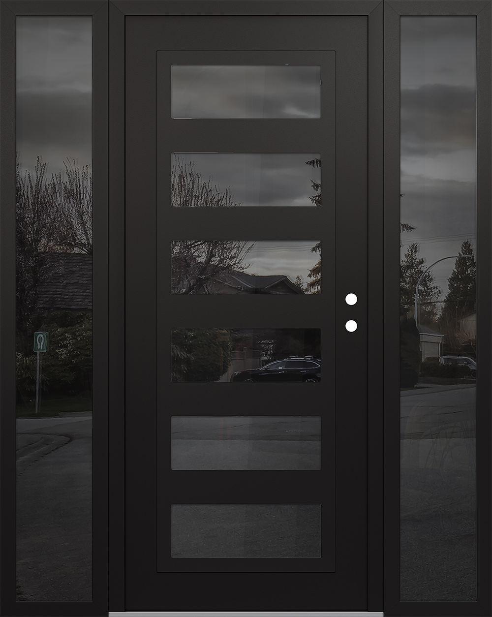 Diamond C9 64" x 80" black/black mirrored Glass Panel black LHI with 2 Sidelites mirrored Glass